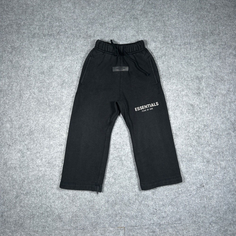 Fear of God Essentials Sweatpants Kids 2/3 Black Logo Streetwear Fleece Joggers